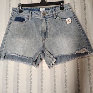 YMI Denim Blue Frayed Jean Shorts